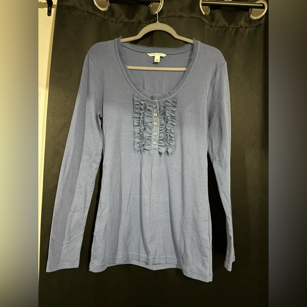 Banana Republic Slate Long Sleeve Top with Ruffles